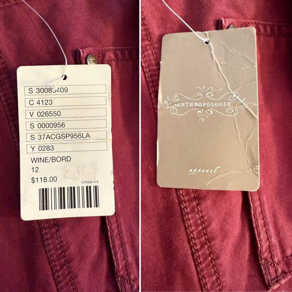 Pilcro and the Letterpress Womens Cargo Jeans Size 12 Cranberry Wine Red Utility - Picture 6 of 9